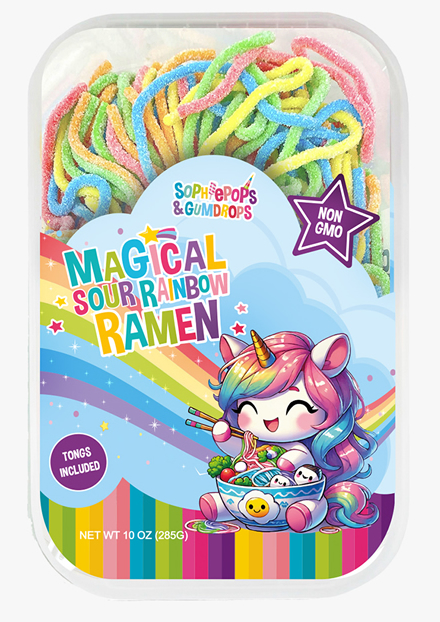 Magical Sour Rainbow Ramen_tonges